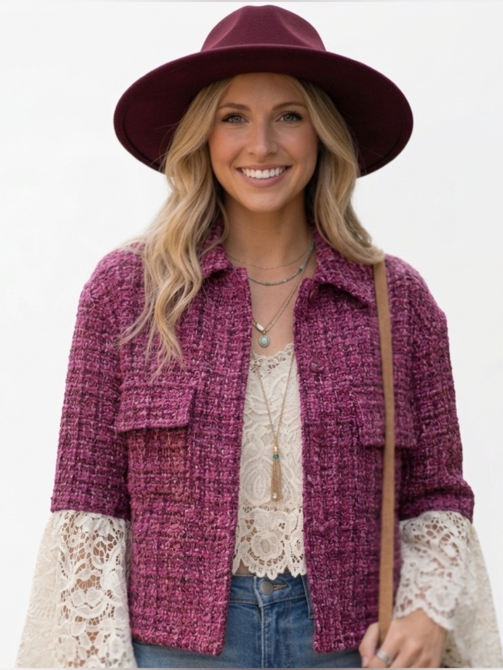 Rachel Zoe Pink Tweed Bouclé Cropped Zip Jacket Blazer S